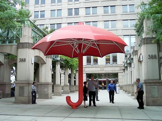 Onder een rode paraplu