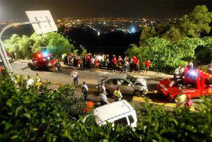 Een auto ongeluk in Taiwan met veel mensen