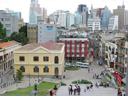 Het oude centrum van Macau, van bovenaf bekeken