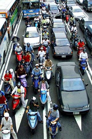 Een chaos op de wegen in Taiwan - elke dag weer